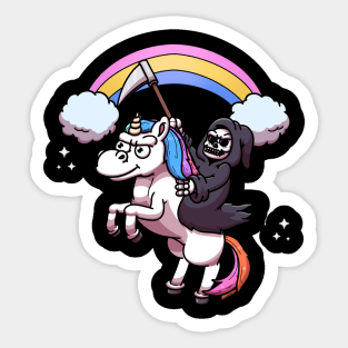 Grim Reaper Riding Unicorn Rainbow Edition Sticker